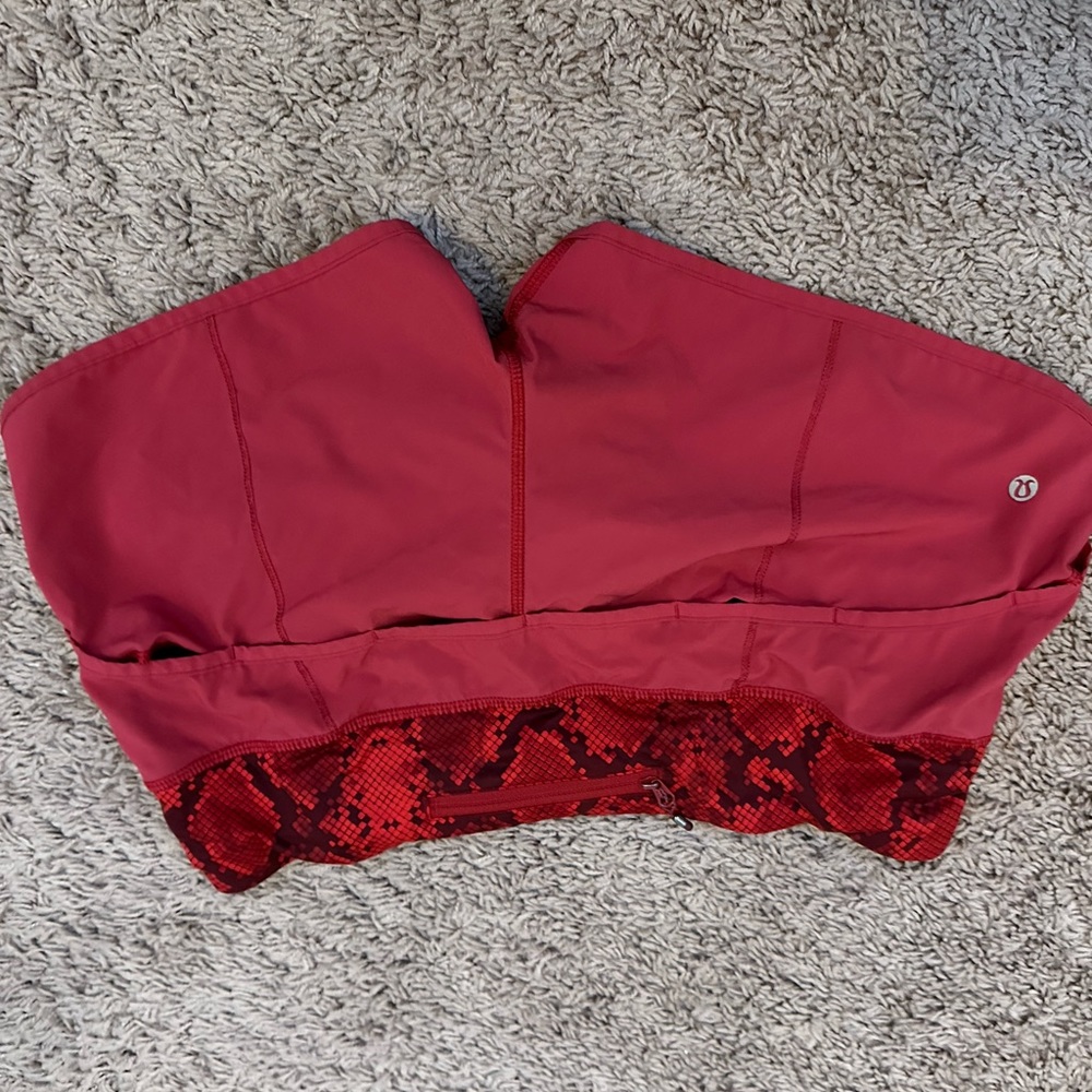 red lululemon speed up shorts